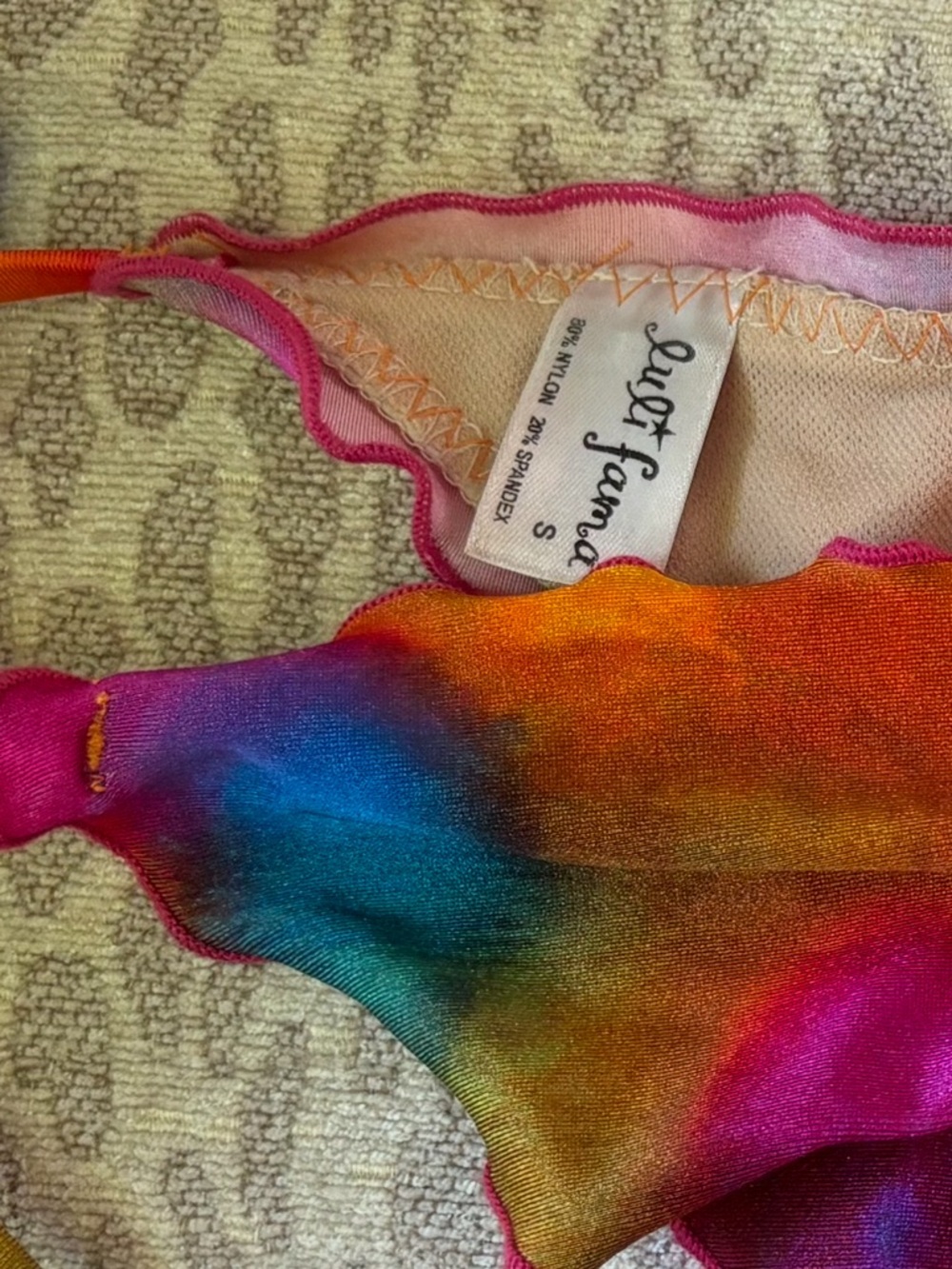 Rare 2012 Runway~LULI FAMA~ Bikini Neon Jewel Tie Dye NWT - Picture 15 of 16